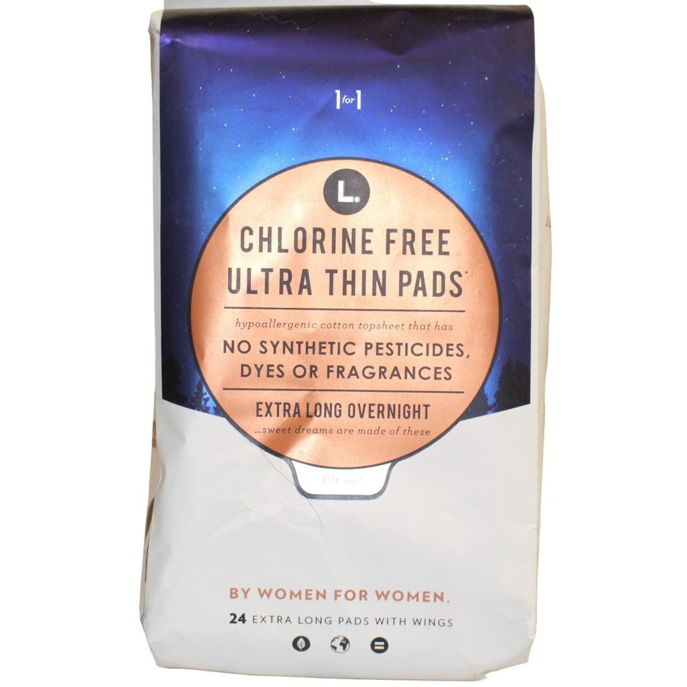 L Chlorine Free Ultra Thin Pads 24 Extra Long Pads with Wings